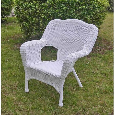 INTERNATIONAL CARAVAN Camelback Resin Wicker Patio Chair, White, 2PK 3180-2CH-WT